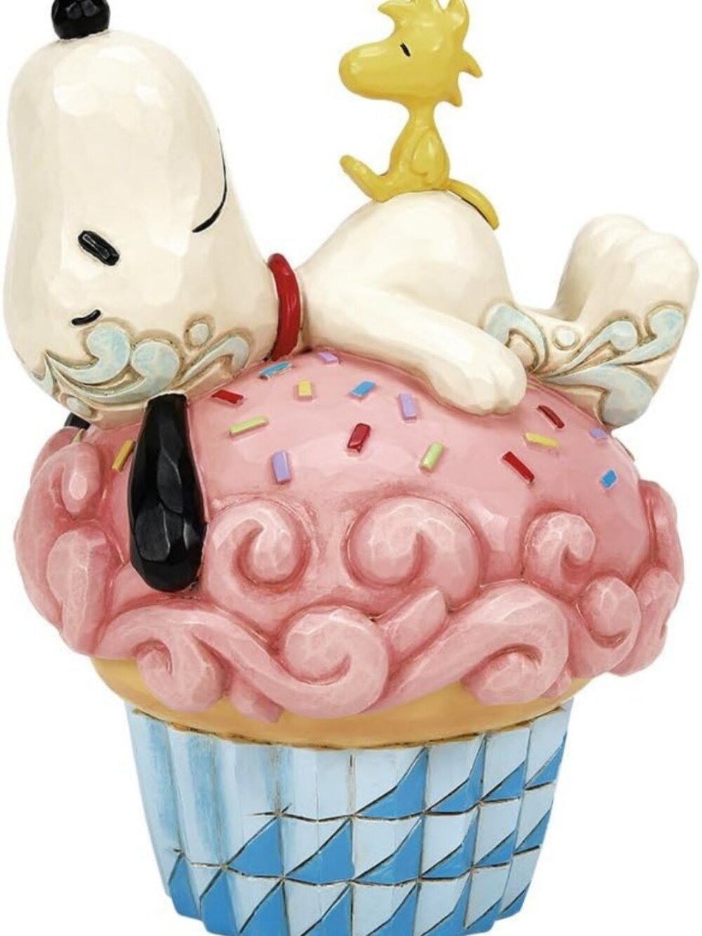 Snoopy & Woodstock Cupcake Figurine | Handcrafted Stone Resin Collectible Decor